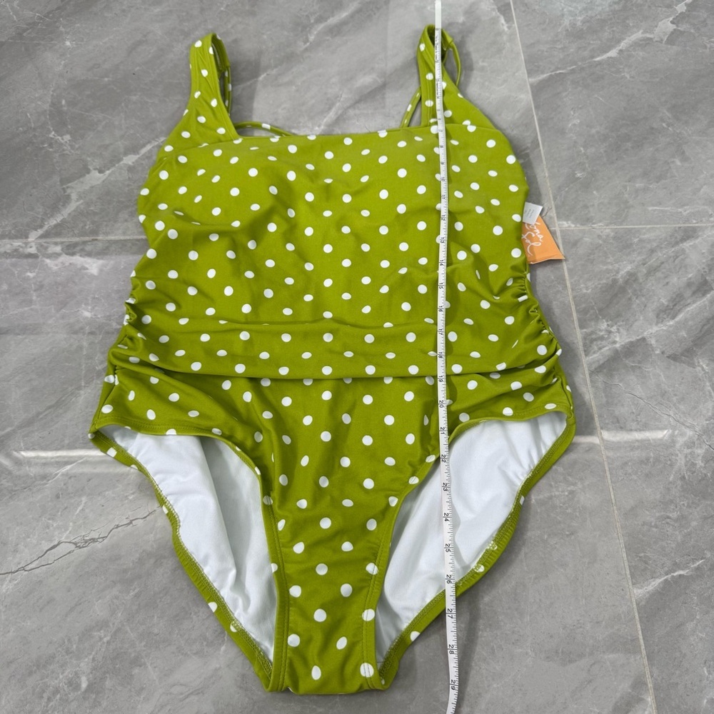 Women’s Kona Sol High Coverage One Piece Swimsuit Strappy Back Polka Dot Size XL - Picture 16 of 16